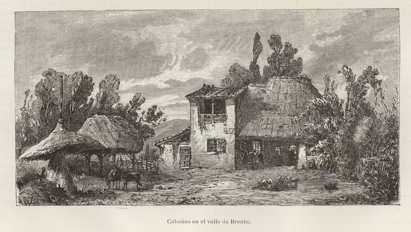 Italien - Hütten im Tal des Brenta-Flusses von Italian School