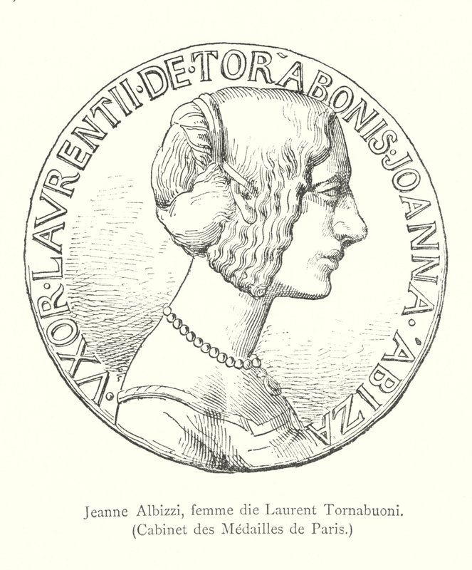 Jeanne Albizzi, Frau von Laurent Tornabuoni, Kabinett der Medaillen von Paris (Gravur) von Italian School