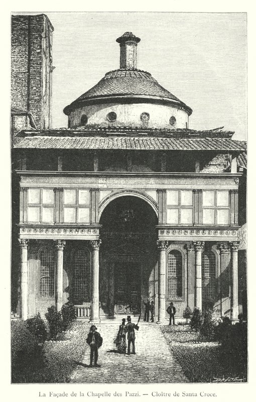 Die Fassade der Pazzi-Kapelle, Kreuzgang von Santa Croce (Gravur) von Italian School