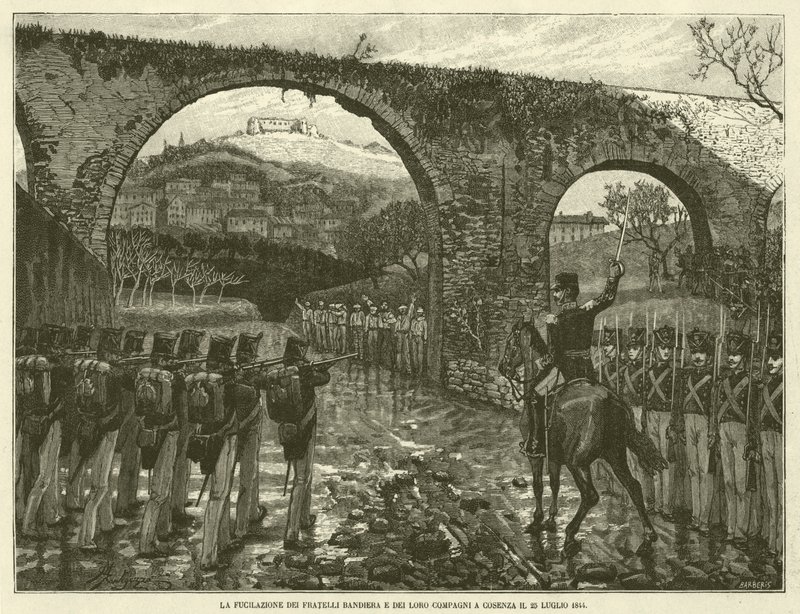 Die Erschießung der Brüder Bandiera und ihrer Gefährten in Cosenza am 25. Juli 1844 (Gravur) von Italian School