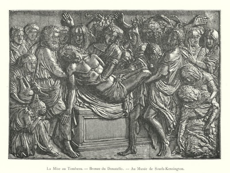 Die Grablegung, Bronze von Donatello, im South-Kensington Museum von Italian School