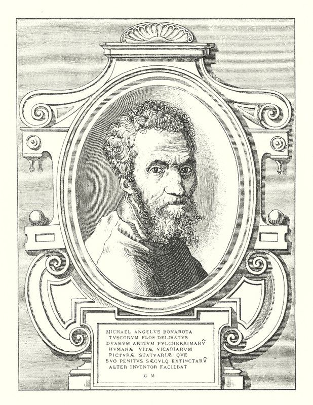 Michael Angelus Bonarota Tuscorum Flos Delibatus Duarum Artium Pulcherrimaru Humanae Vitae Vicariarum Picturae Statuariae Que Suo Penitus Saeculq Extinctaru Alter Inventor Faciebat von Italian School