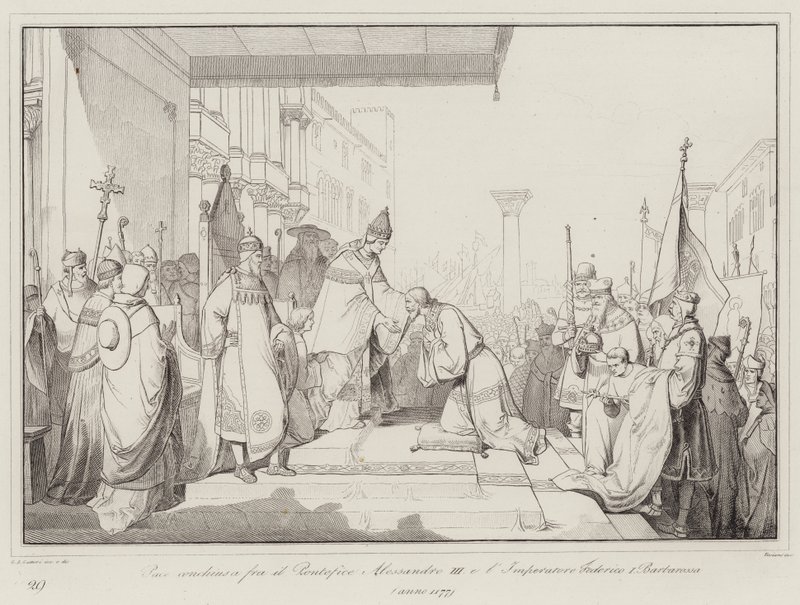 Frieden geschlossen zwischen Papst Alexander III. und Kaiser Friedrich I. Barbarossa von Italian School