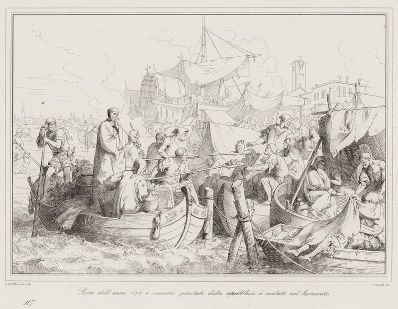 Pest des Jahres 1576 und die von der Republik den Kranken im Lazzaretto geleisteten Hilfen von Italian School