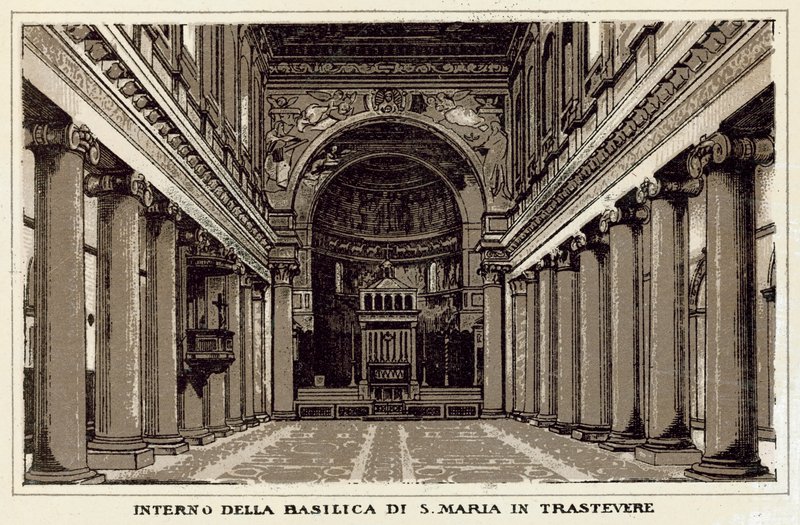 Rom: Innenraum der Basilika Santa Maria in Trastevere von Italian School