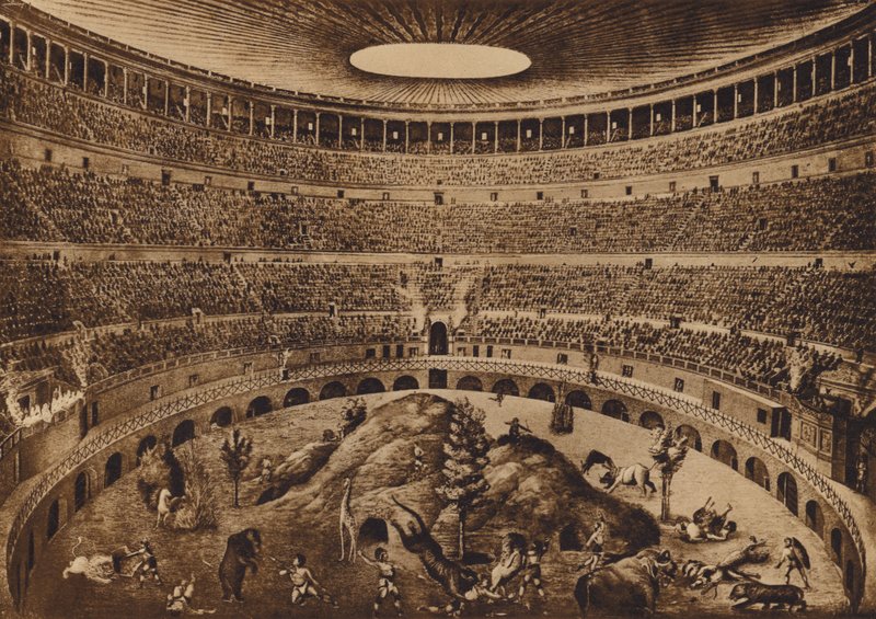 Rom: Interno del Colosseo, La Caccia alle Fiere, historische Rekonstruktion von Italian School