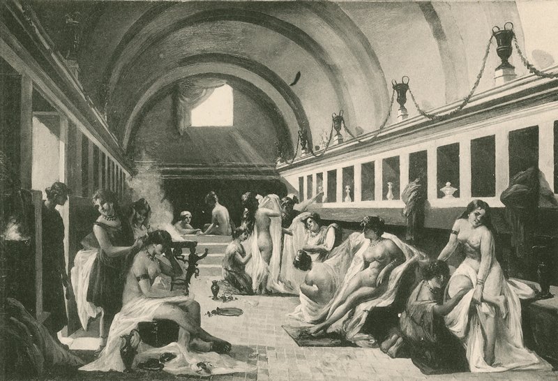 Das Frigidarium der Frauen in den Stabianischen Bädern (Gravur) von Italian School