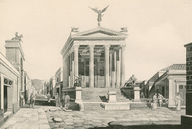 Der Tempel des Fortuna wie er war (Gravur) von Italian School
