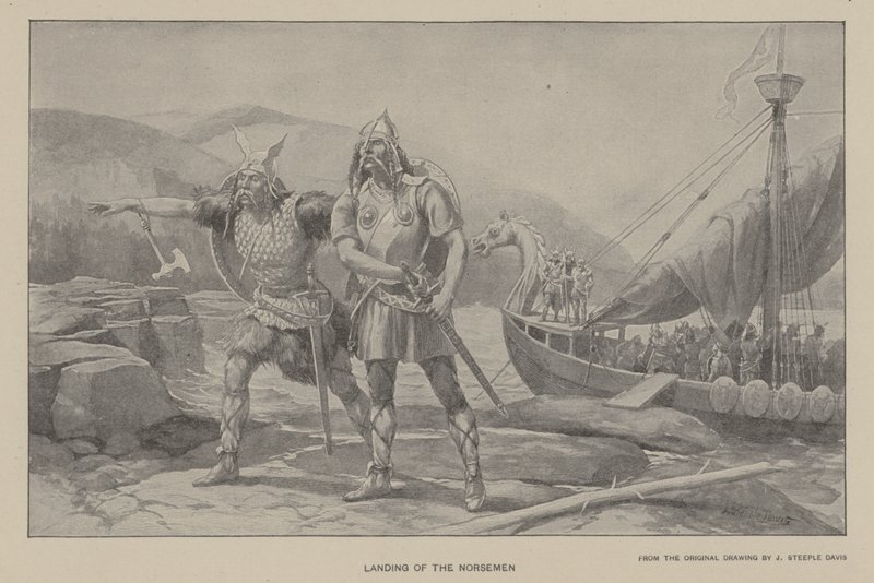 Landung der Nordmänner (Lithografie) von J. (after) Steeple Davis