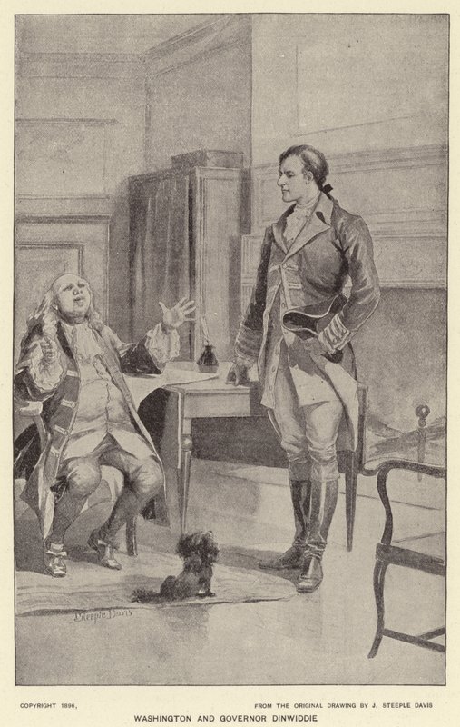 Washington und Gouverneur Dinwiddie von J. (after) Steeple Davis