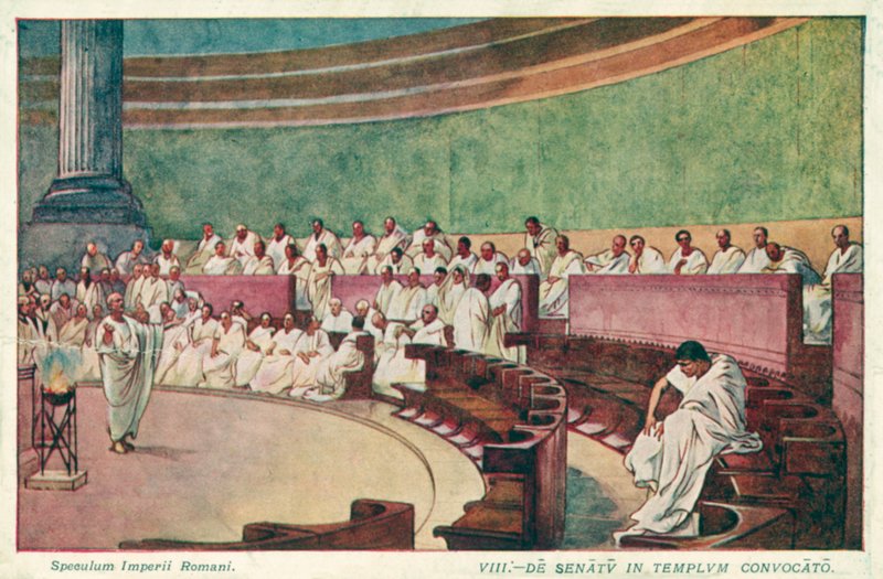 Cicero greift Catilina im Senat des antiken Rom an von J. Williamson