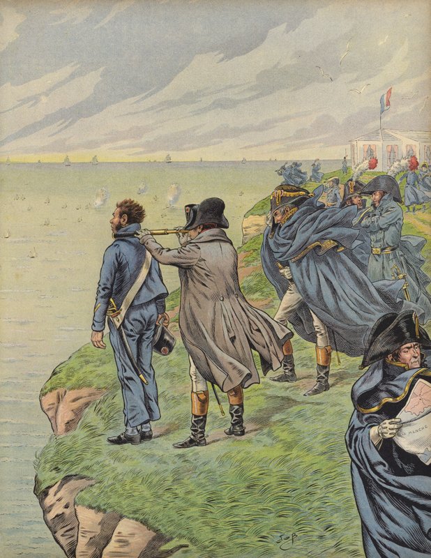 Napoleon Bonaparte beobachtet seine Flotte beim Auslaufen aus Boulogne von Jacques Marie Gaston Onfray de Breville (Job)