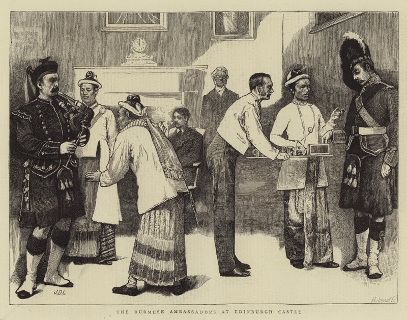 Die burmesischen Botschafter auf Edinburgh Castle von James Dromgole Linton