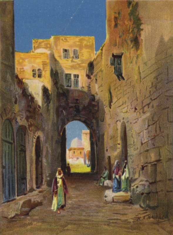 Straße zum Tempelbereich (Farblithografie) von James (after) Clark