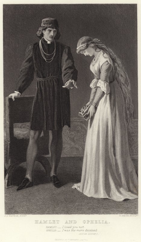 Hamlet und Ophelia, Akt III, Szene I von James Dawson Watson