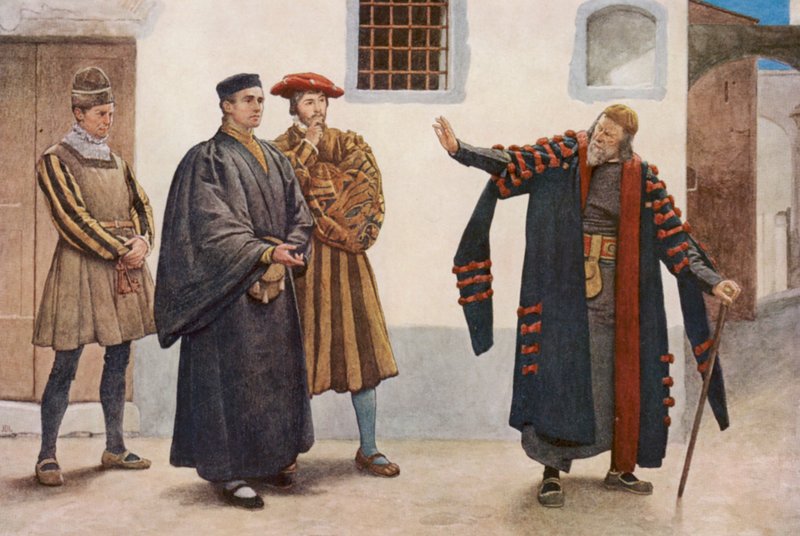 Shakespeares Der Kaufmann von Venedig: Shylock, Antonio, Salarino und Gefängniswärter von James Dromgole Linton
