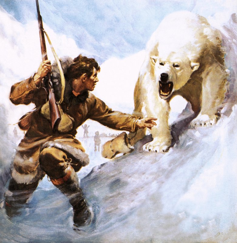 Vilhjalmar Stefansson wird von einem Eisbären angegriffen von James Edwin McConnell