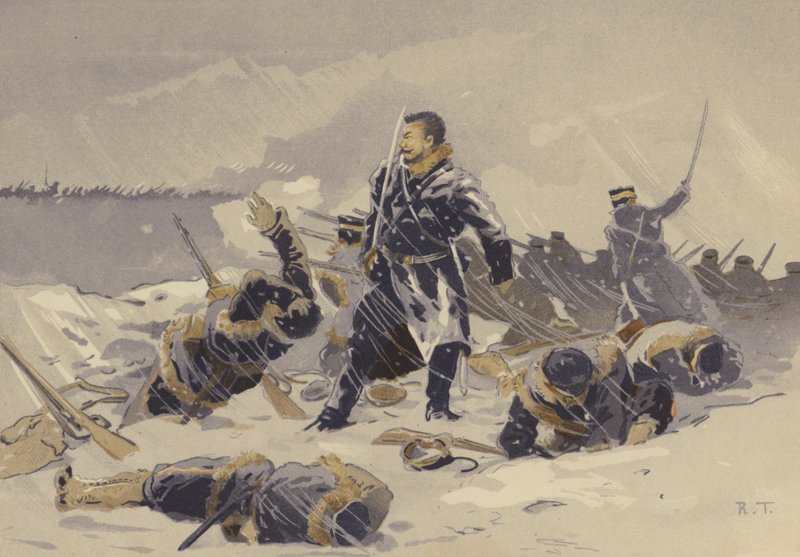 Die Schlacht von Hei-kou-tai im Schnee von Japanese School