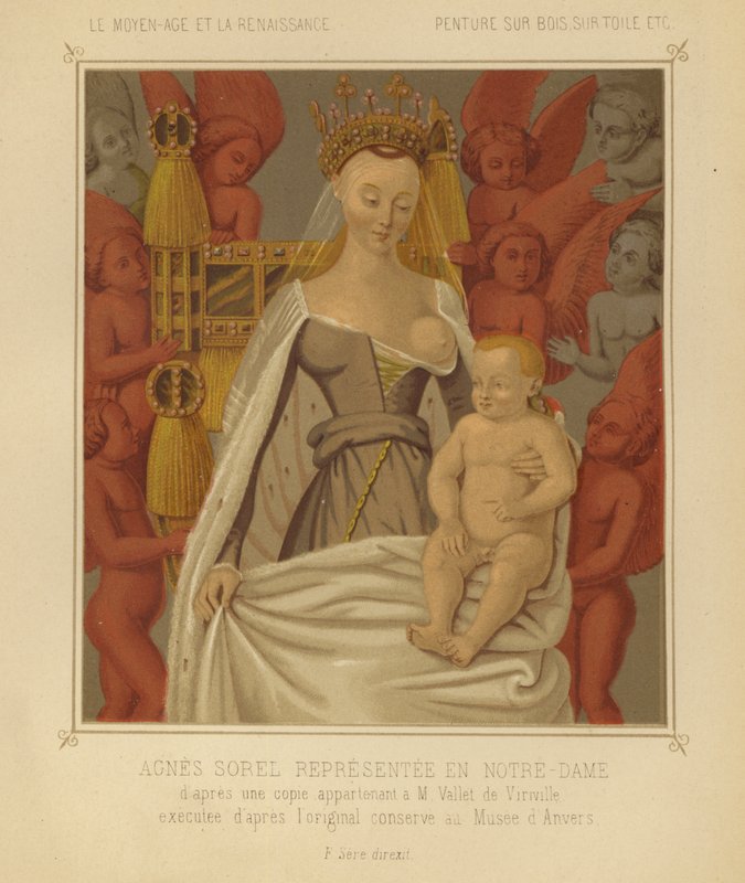 Agnes Sorel als Madonna Lactans (Chromolitho) von Jean (after) Fouquet