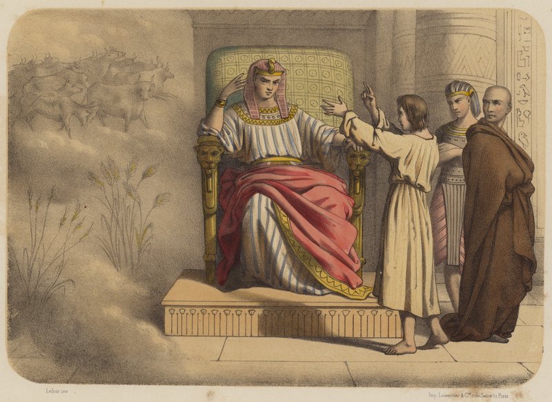 Joseph vor dem Pharao von Jean Baptiste Auguste Leloir