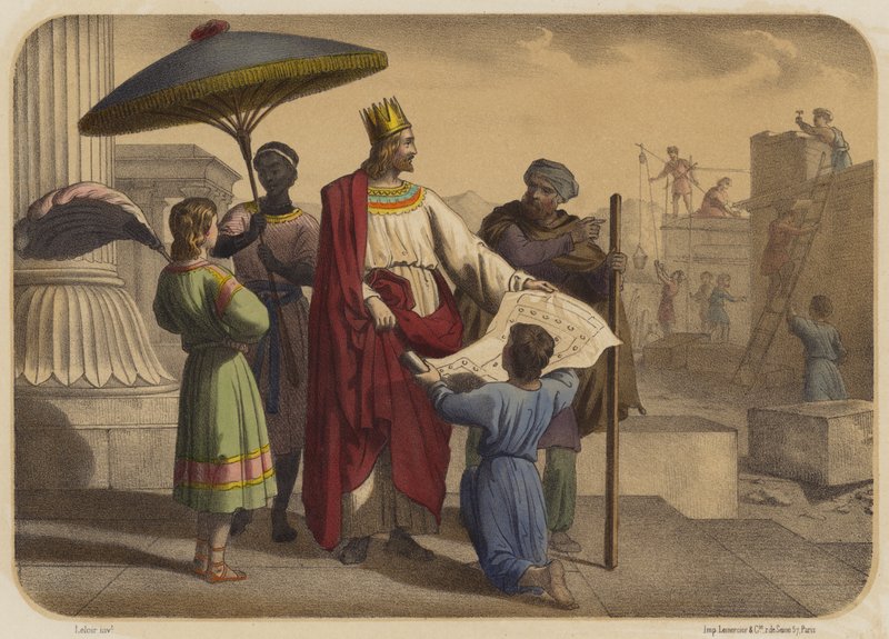 Salomo baut den Tempel von Jean Baptiste Auguste Leloir
