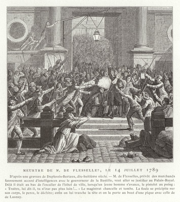 Der Mord an Jacques de Flesselles, Französische Revolution, 14. Juli 1789 von Jean Duplessis Bertaux