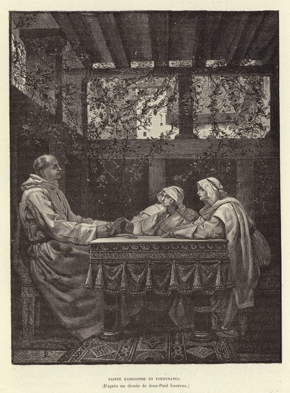 Heilige Radegunde und der Dichter Venantius Fortunatus, 6. Jahrhundert von Jean Louis Hamon