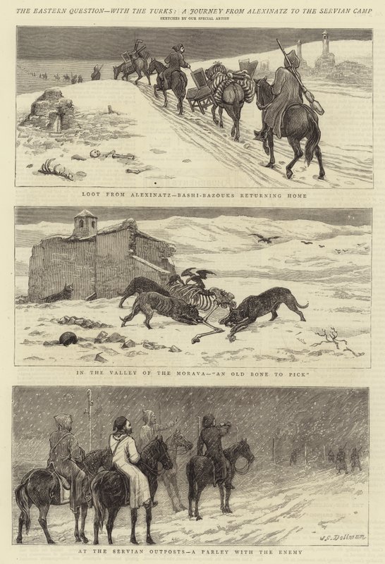Die Orientfrage, mit den Türken, eine Reise von Alexinatz zum serbischen Lager von John Charles Dollman