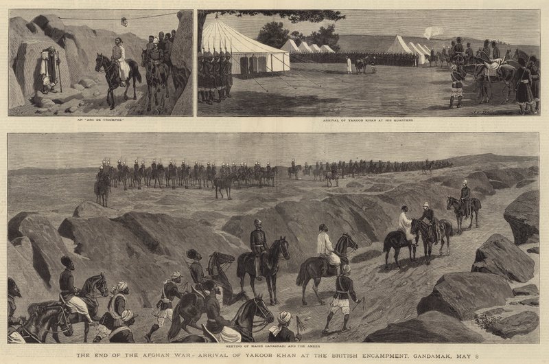 Das Ende des afghanischen Krieges, Ankunft von Yakoob Khan im britischen Lager, Gandamak, 8. Mai von John Charles Dollman