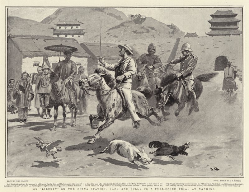 Auf der Freiheit auf der China-Station, Jack und Jolly bei einer Hochgeschwindigkeitsprobe in Nanking von John Charlton