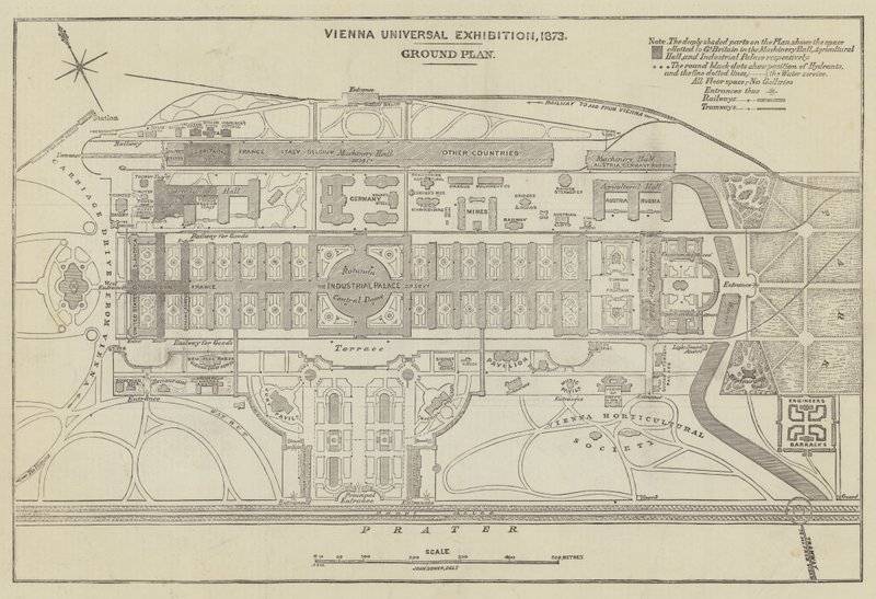 Grundriss der Wiener Weltausstellung, 1873 von John Dower