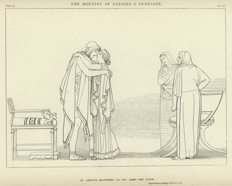 Das Treffen von Odysseus und Penelope von John Flaxman