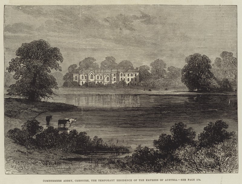 Combermere Abbey, Cheshire, die vorübergehende Residenz der Kaiserin von Österreich von John Gilbert