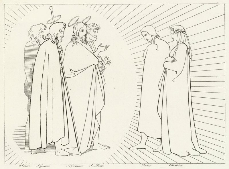 Konferenz mit St. Johannes, Paradies, Gesang 26 von John (after) Flaxman