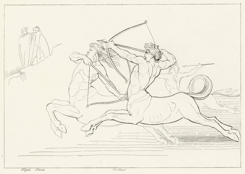 Begegnung mit den Kentauren, Inferno, Gesang 12 (Gravur) von John (after) Flaxman