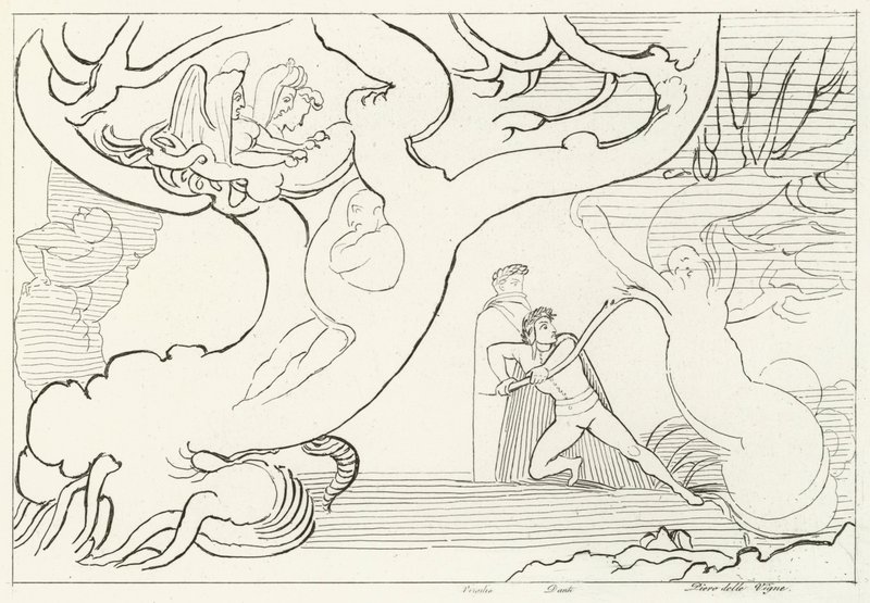 Wald der Harpyien, Inferno, Gesang 13 (Gravur) von John (after) Flaxman