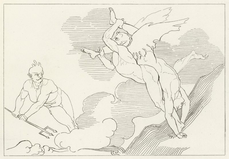 Gipfel von Malebolge, Inferno, Gesang 21 (Gravur) von John (after) Flaxman