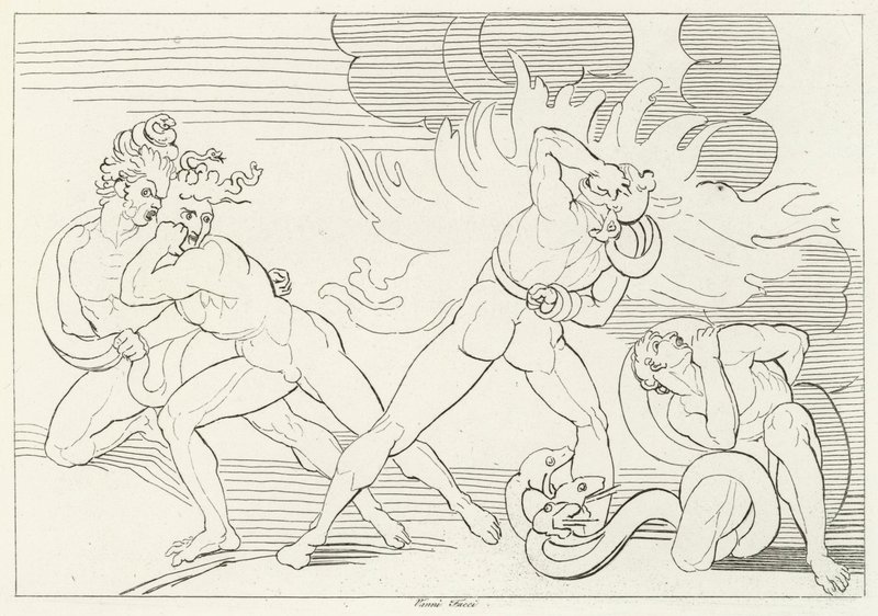 Die feurigen Schlangen, Inferno, Gesang 24 (Gravur) von John (after) Flaxman