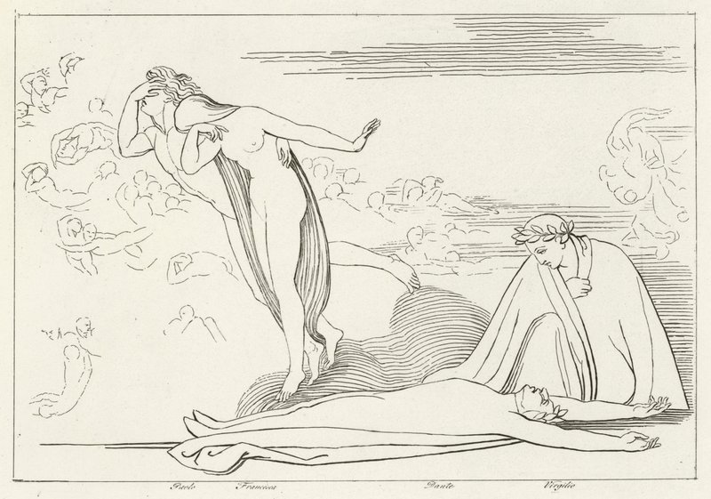 Die bestraften Liebenden, Inferno, Gesang 5 von John (after) Flaxman