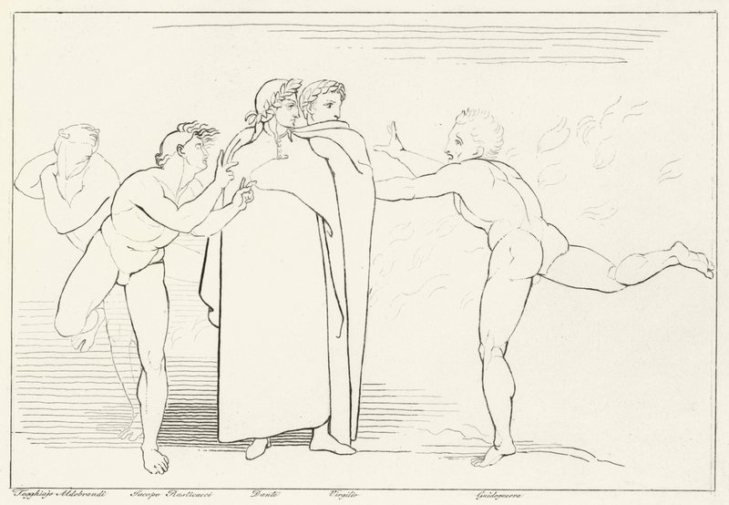 Der Regen aus Feuer, Inferno, Gesang 16 (Gravur) von John (after) Flaxman