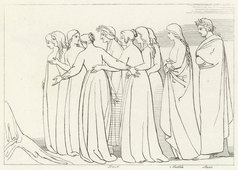 Der Fluss Eunoe, Fegefeuer, Gesang 33 von John (after) Flaxman
