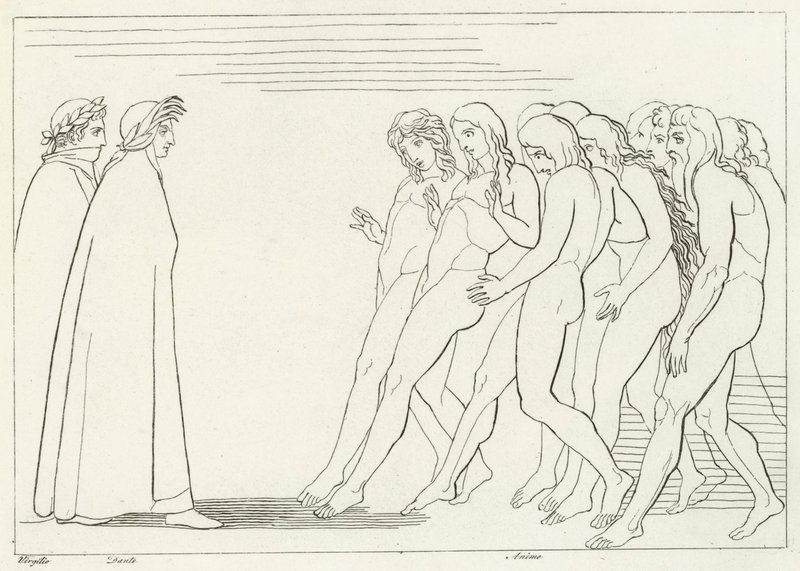 Das Vestibül des Fegefeuers, Fegefeuer, Gesang 3 (Gravur) von John (after) Flaxman
