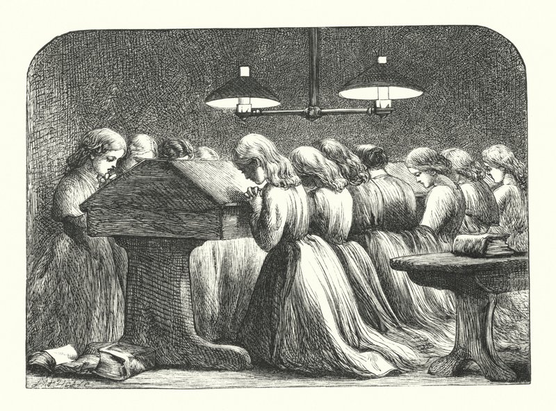 Abendgebet in einer Mädchenschule von John (after) Gilbert