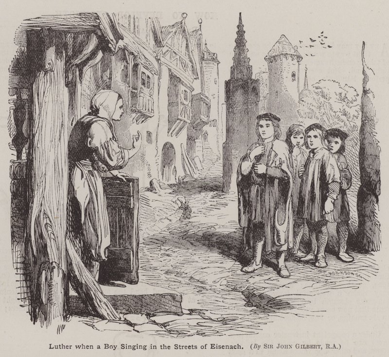 Martin Luther als Junge singt auf den Straßen von Eisenach von John (after) Gilbert