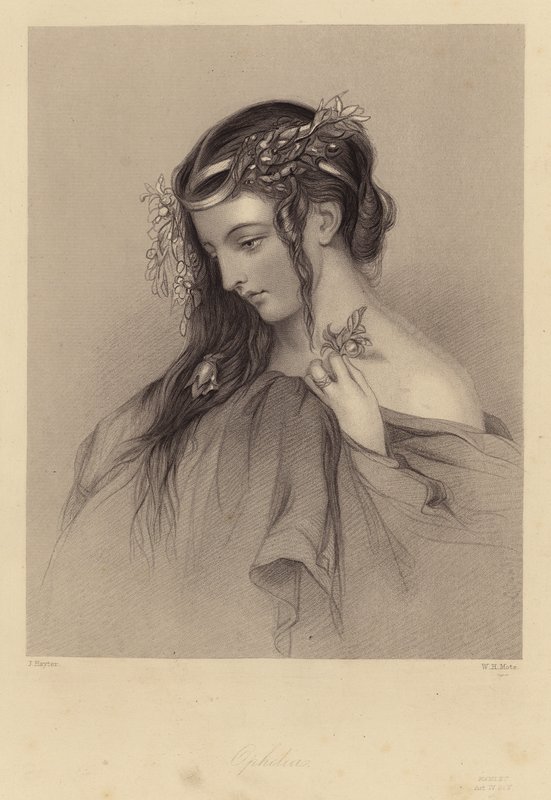 Shakespeare: Hamlet, Ophelia, Akt IV, Szene V (Gravur) von John (after) Hayter