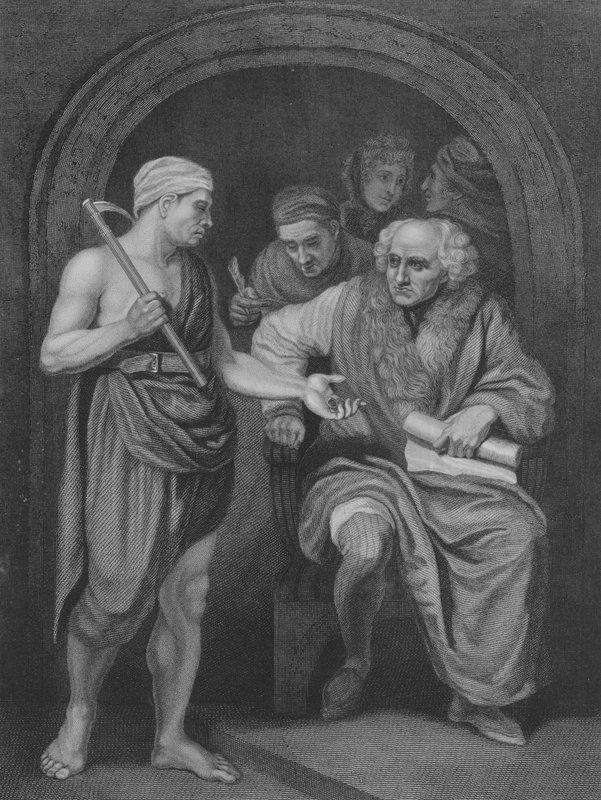 Der Herr des Weinbergs, Matthäus 20, Vers 1-17 (Gravur) von John (after) Opie