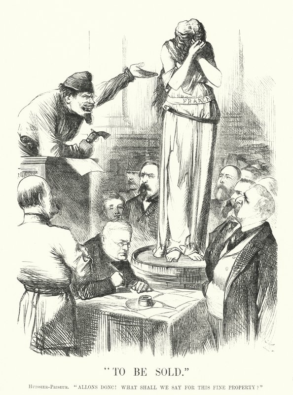Punch-Karikatur: Zu verkaufen - Die Pariser Kommune von John (after) Tenniel