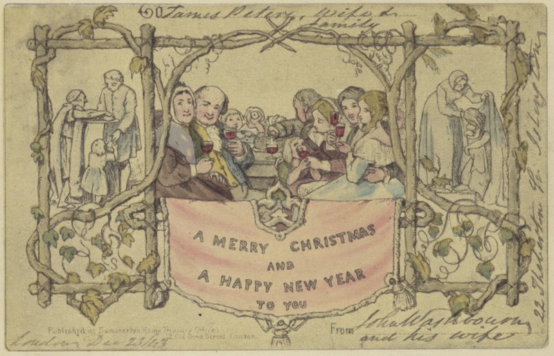 Faksimile-Reproduktion der ersten Weihnachtskarte von John Callcott Horsley
