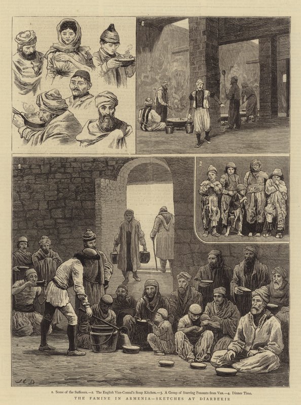 Die Hungersnot in Armenien, Skizzen in Diarbekir von John Charles Dollman