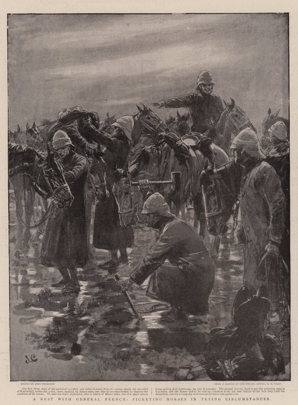 Eine Pause mit General French, Pferde in schwierigen Umständen abstellen von John Charlton